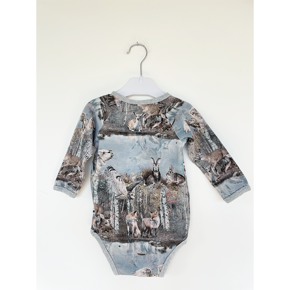 Molo langærmet body, grå med dyr, str. 68