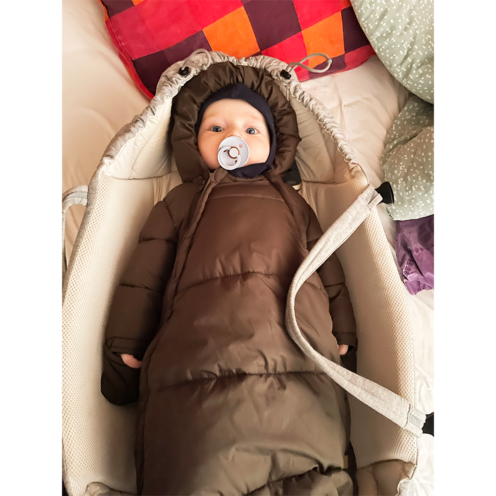 H&M mørkegrøn kørepose til baby str. 62 / 68