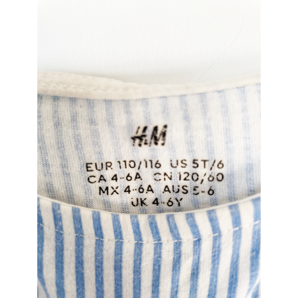 H&M lyseblå stribet sommerkjole str. 110/116