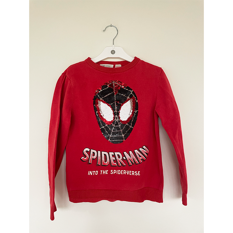 H&M rød spiderman sweater str. 122 / 128