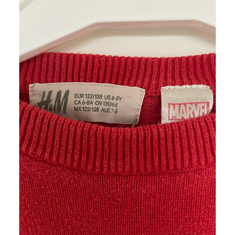 H&M rød spiderman sweater str. 122 / 128