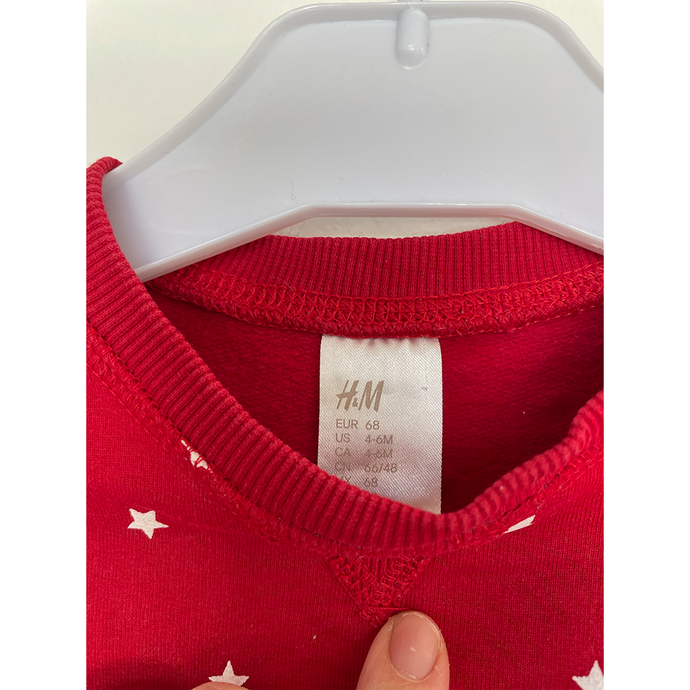 H&M langærmet rød babytrøje str. 68