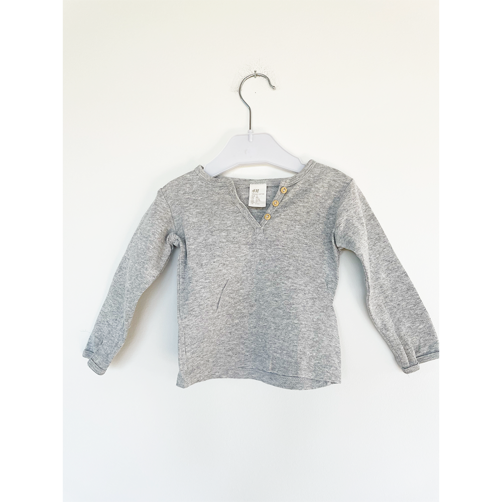 H&M langærmet grå babytrøje str. 74