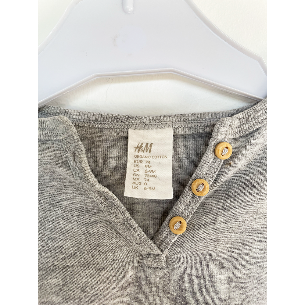 H&M langærmet grå babytrøje str. 74