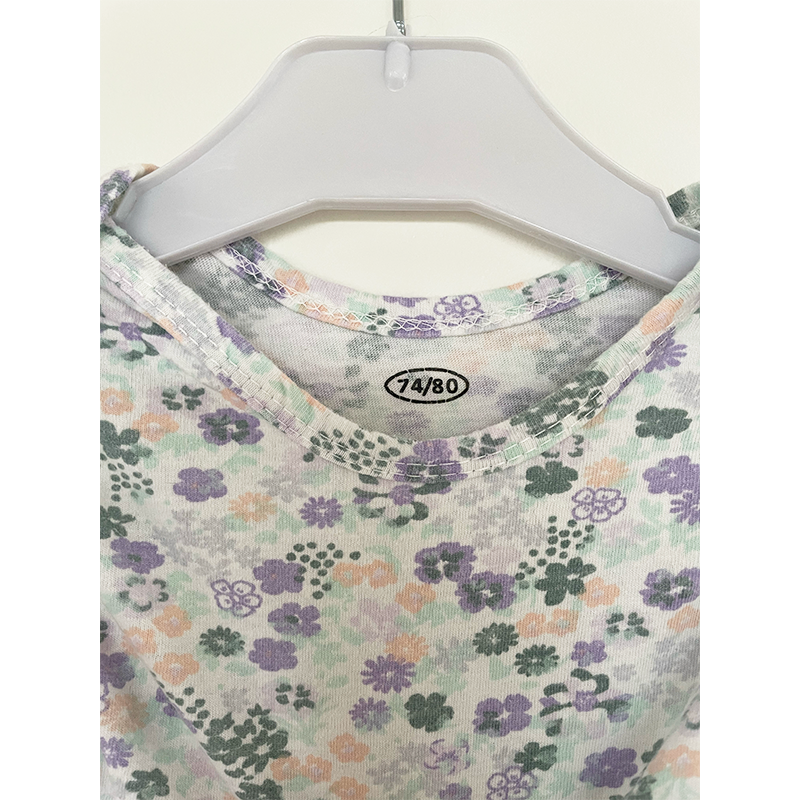 Blomstret langærmet body grønne pasteller 74 / 80