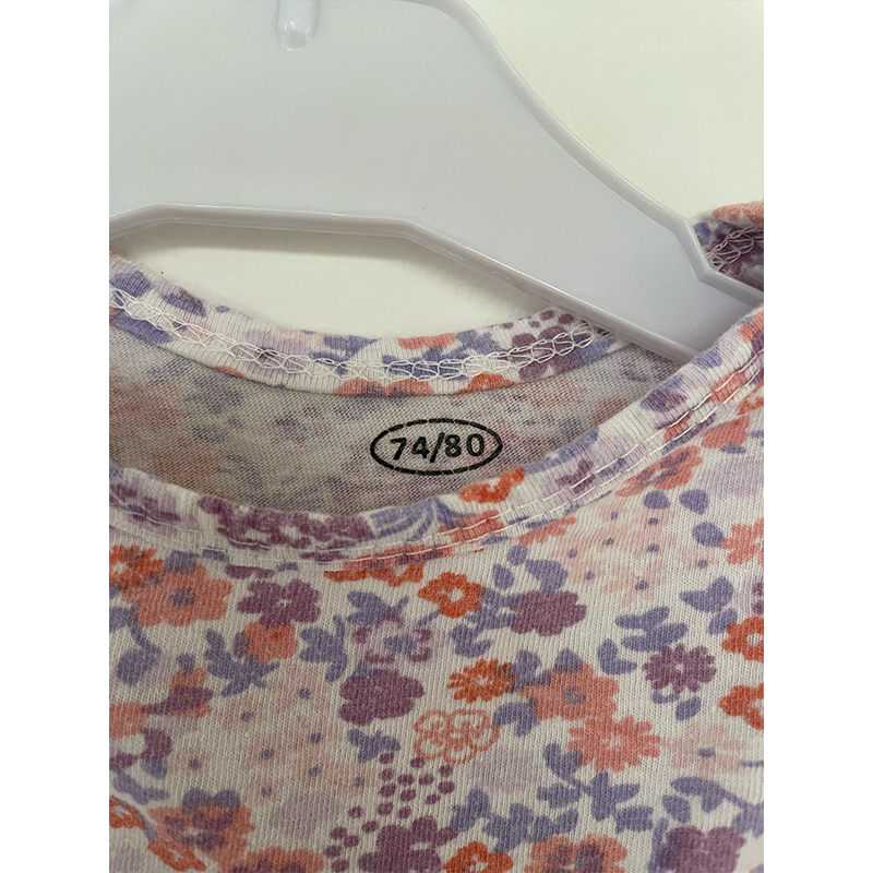 Blomstret langærmet body lilla pasteller 74 / 80