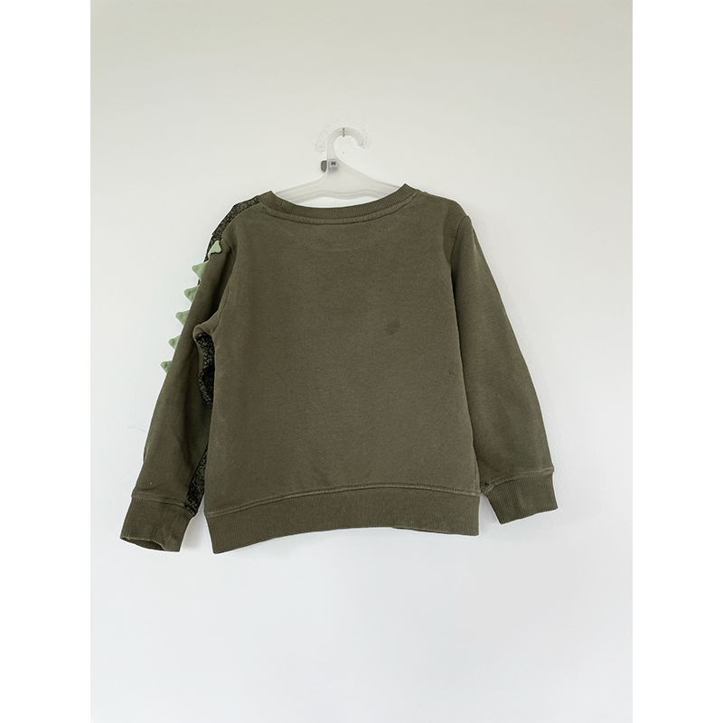 H&M armygrøn t-rex sweater str. 98 / 104